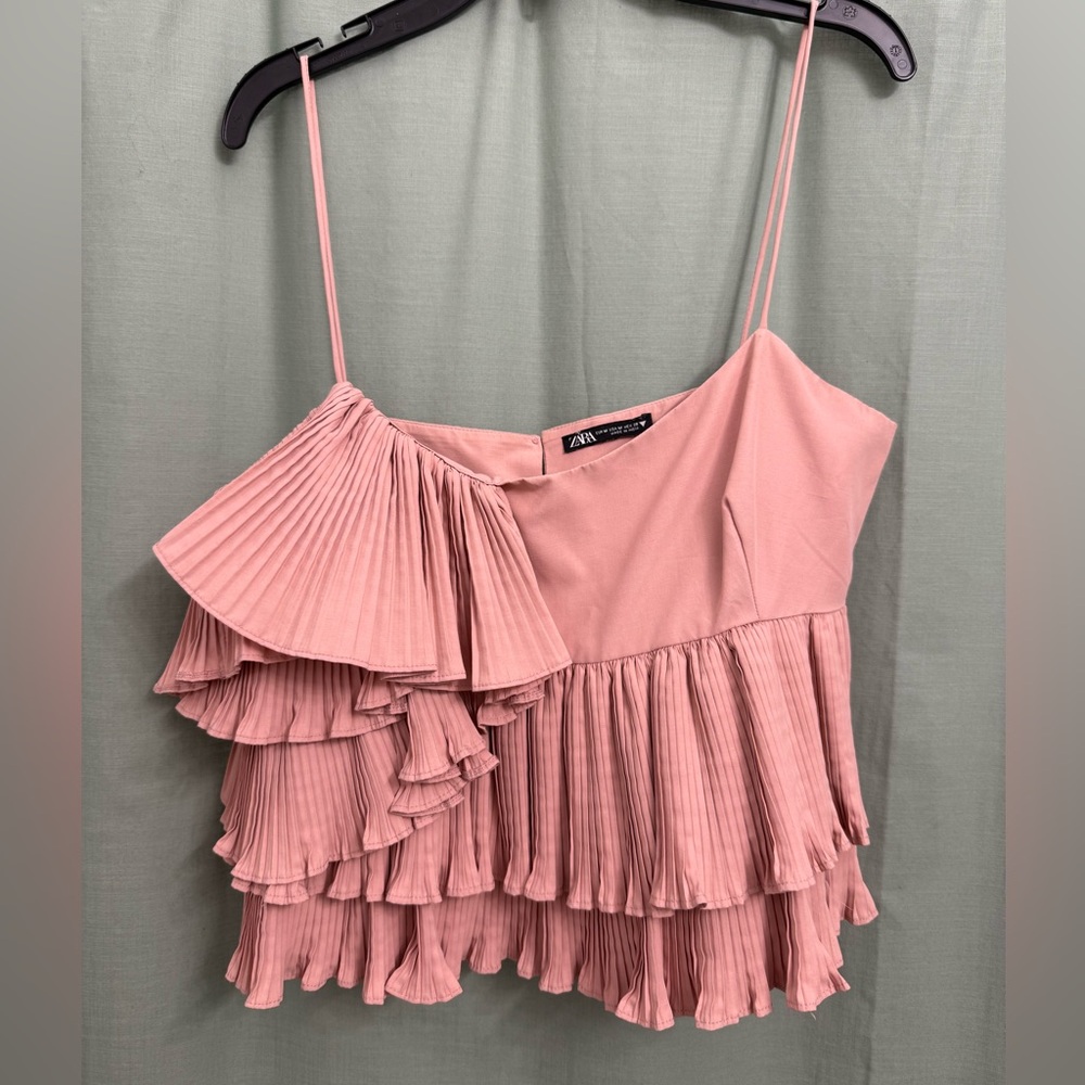 Zara Blush Pink Layered Ruffle Blouse